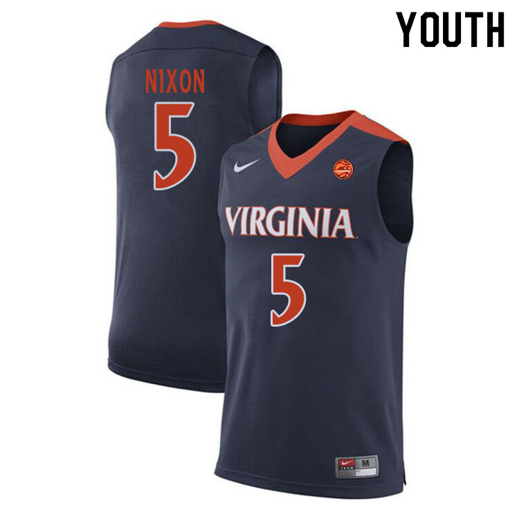 Youth #5 Jayden Nixon Virginia Cavaliers College Basketball Jerseys Sale-Navy - Click Image to Close